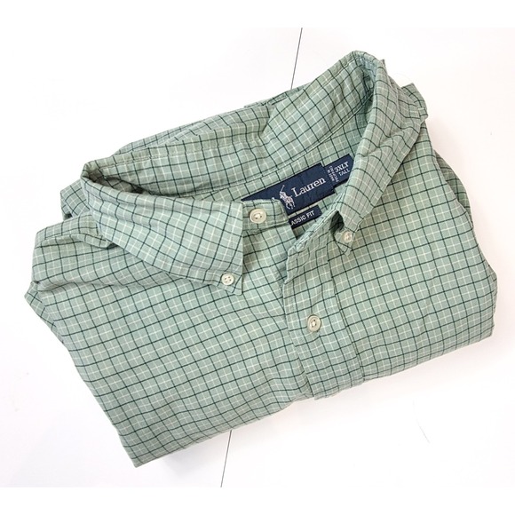 Polo Ralph Lauren Classic Fit Green Navy Check Button L/S Shirt Men's Size 3XLT - Picture 4 of 5